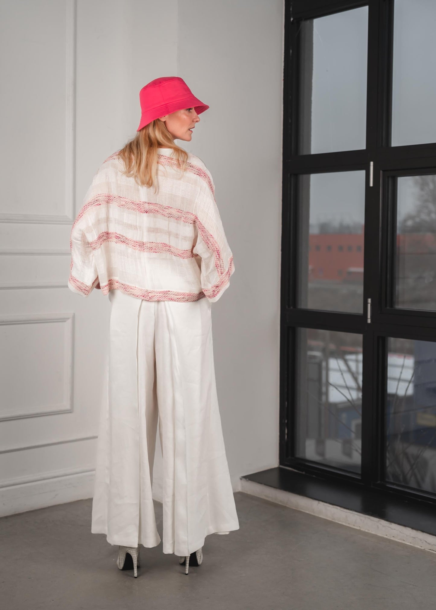Breeze linen blouse in rose stripe for women ( ONE SIZE S-L )
