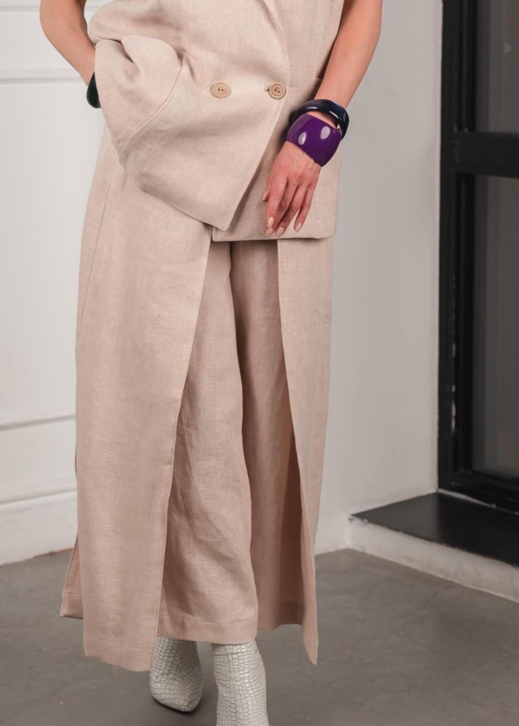 wide leg linen pants ( cullotes )for women