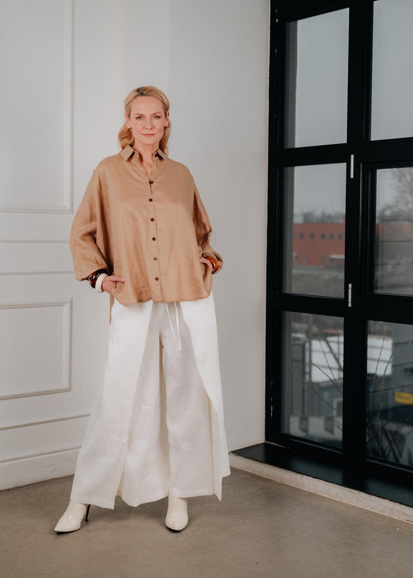 Oversized linen button up shirt