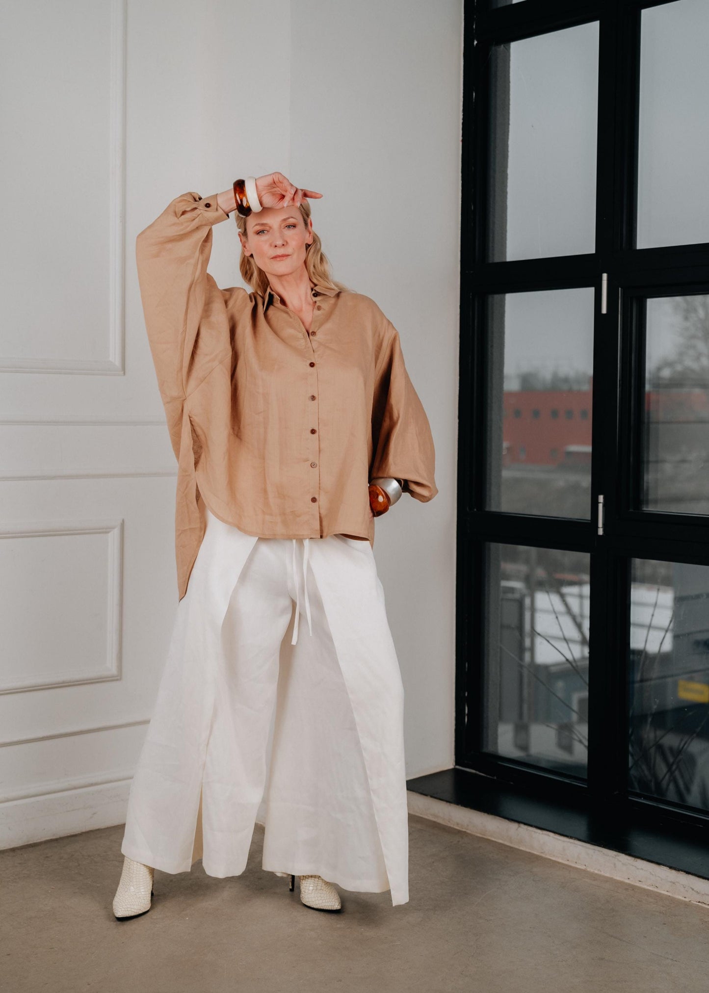 Oversized linen button up shirt