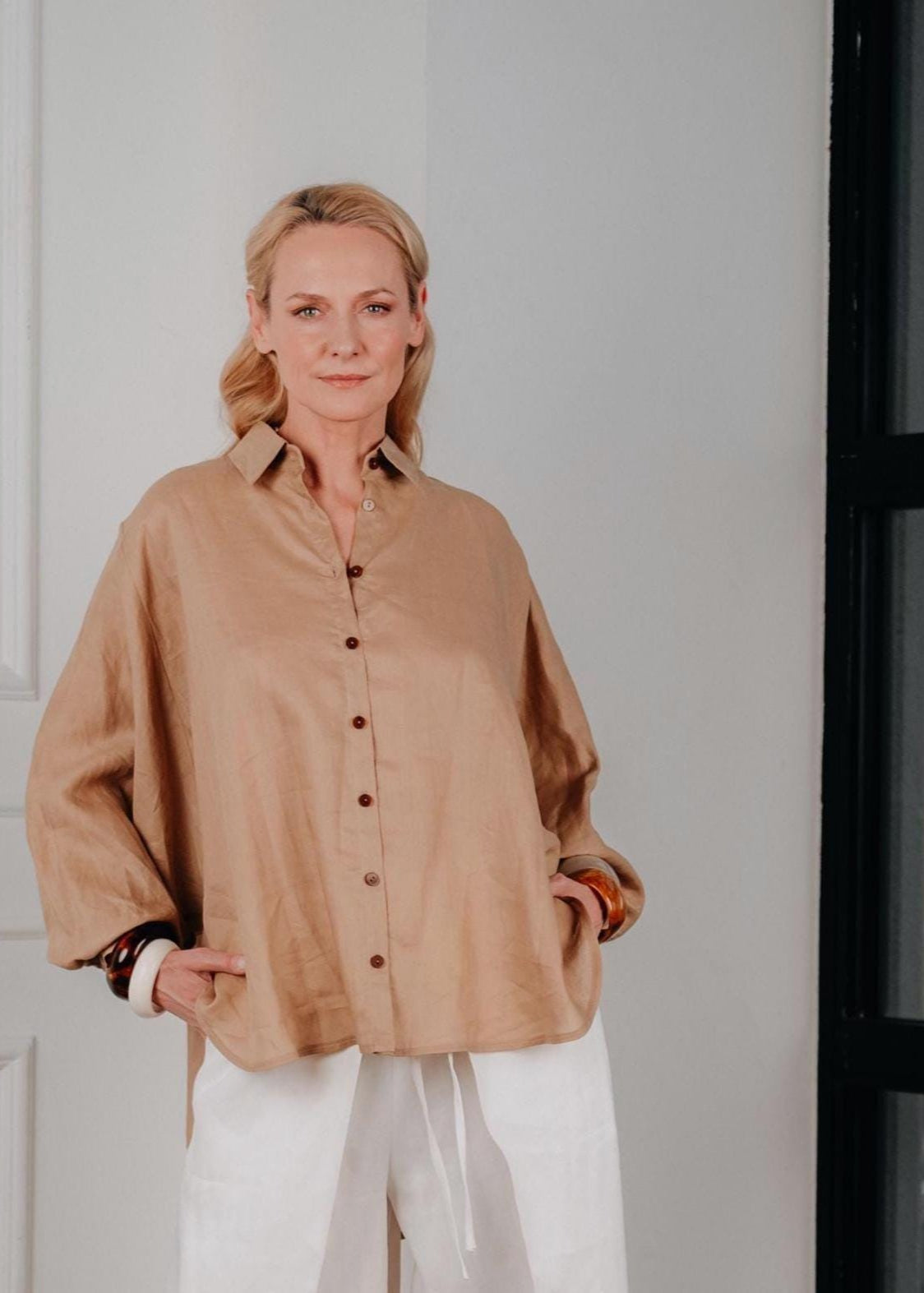 Oversized linen button up shirt