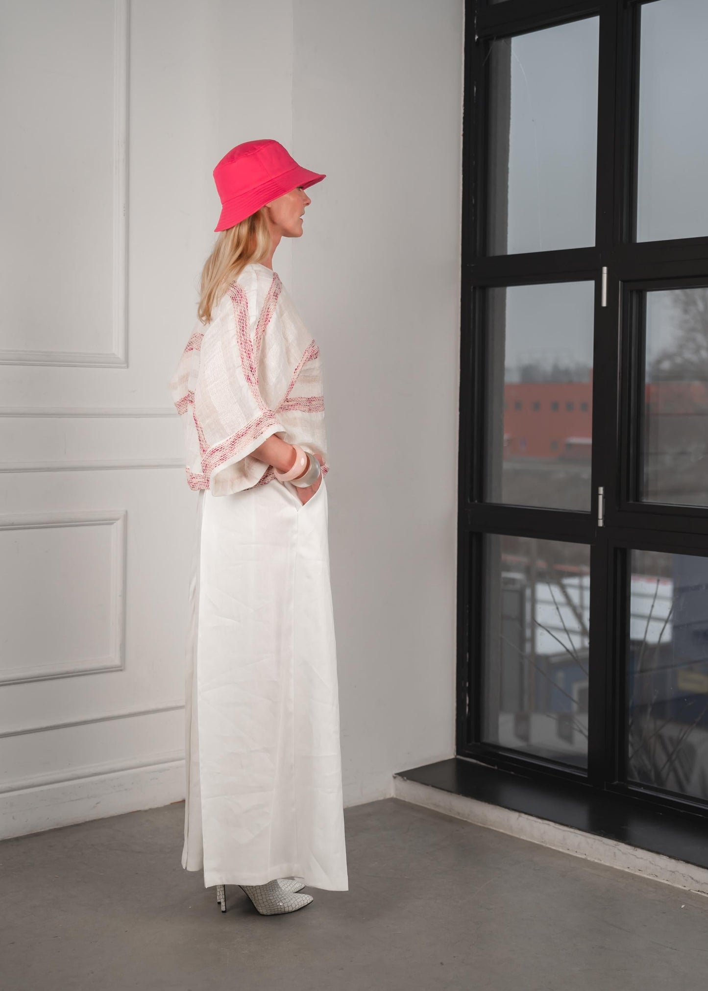 Breeze linen blouse in rose stripe for women ( ONE SIZE S-L )