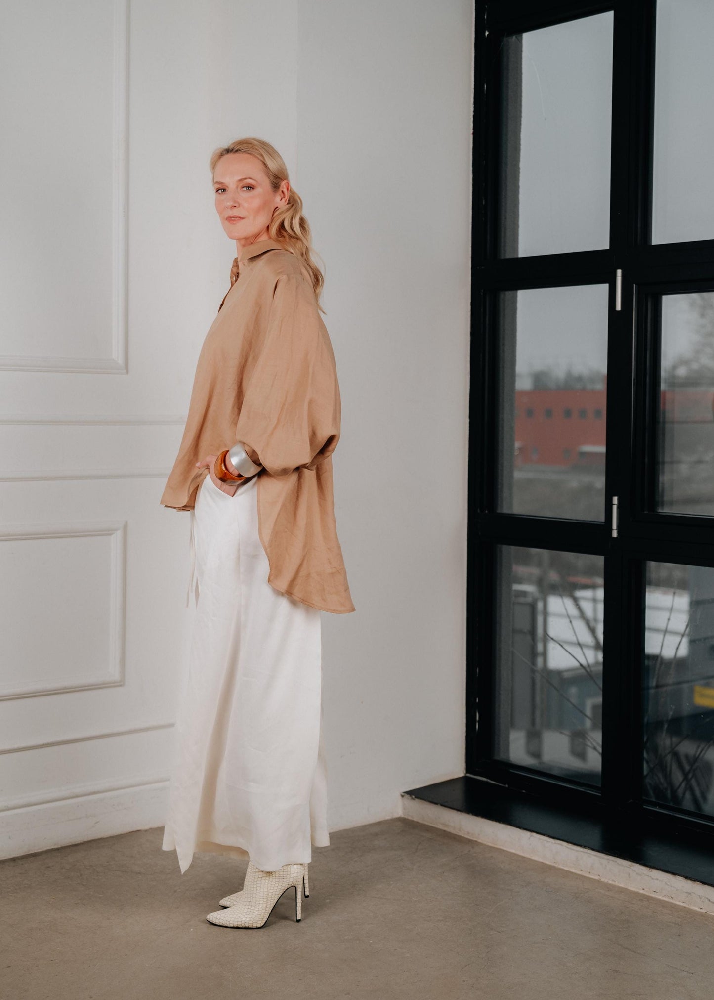 Oversized linen button up shirt