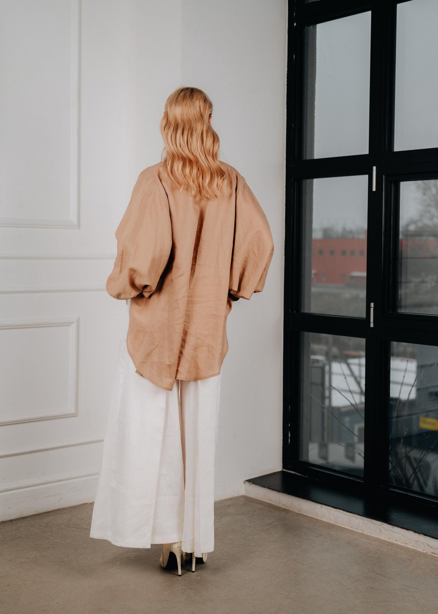 Oversized linen button up shirt