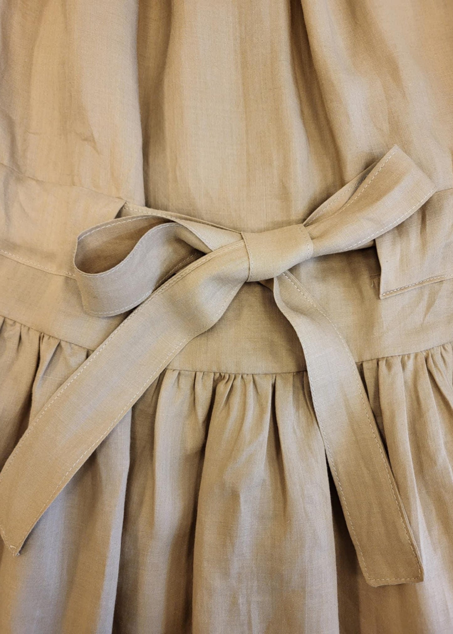 Elegant puff sleeve linen midi dress " FRIDA"
