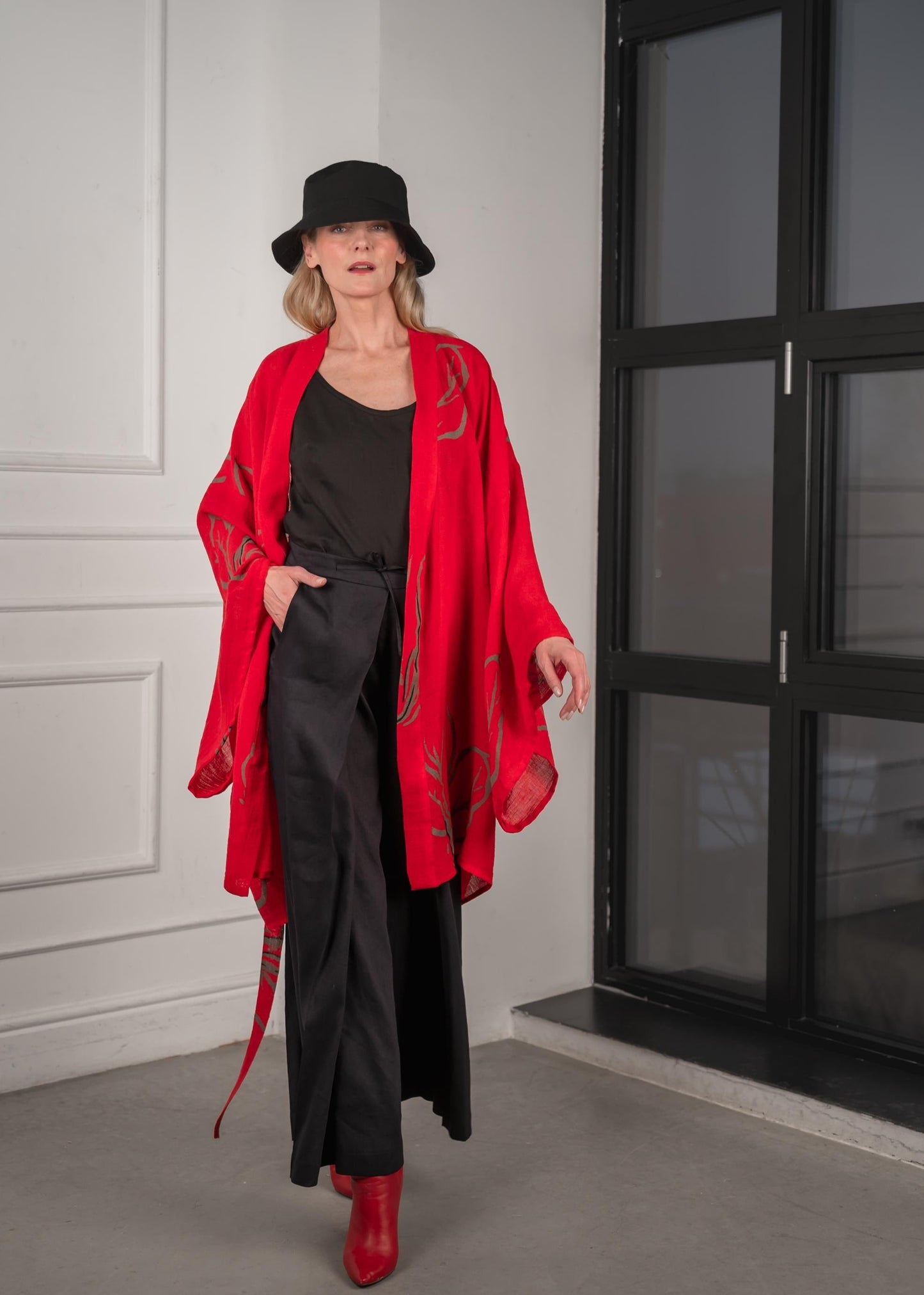 Elegant Linen Kimono Tunic ( ONE SIZE )