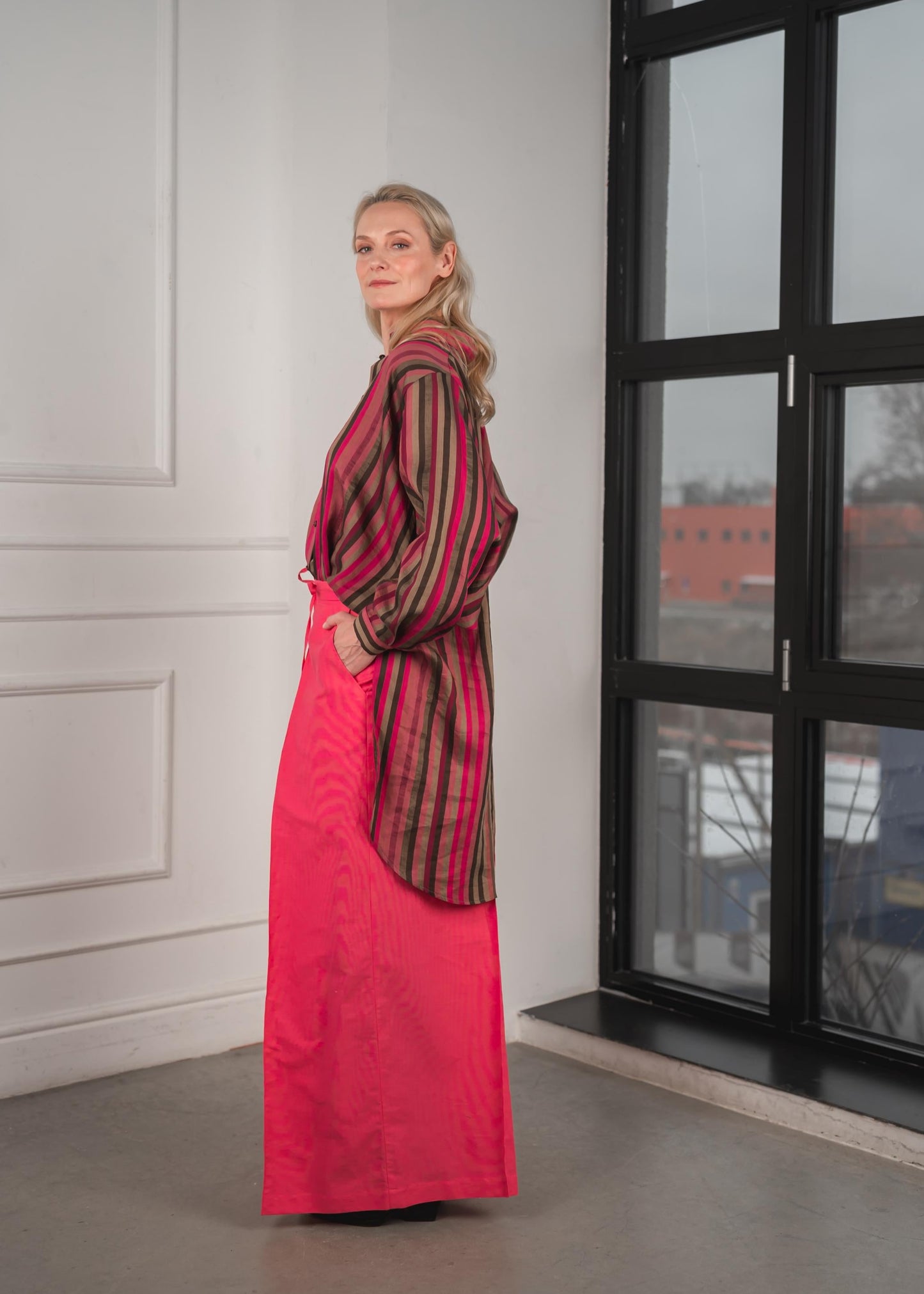 Striped kimono linen shirt