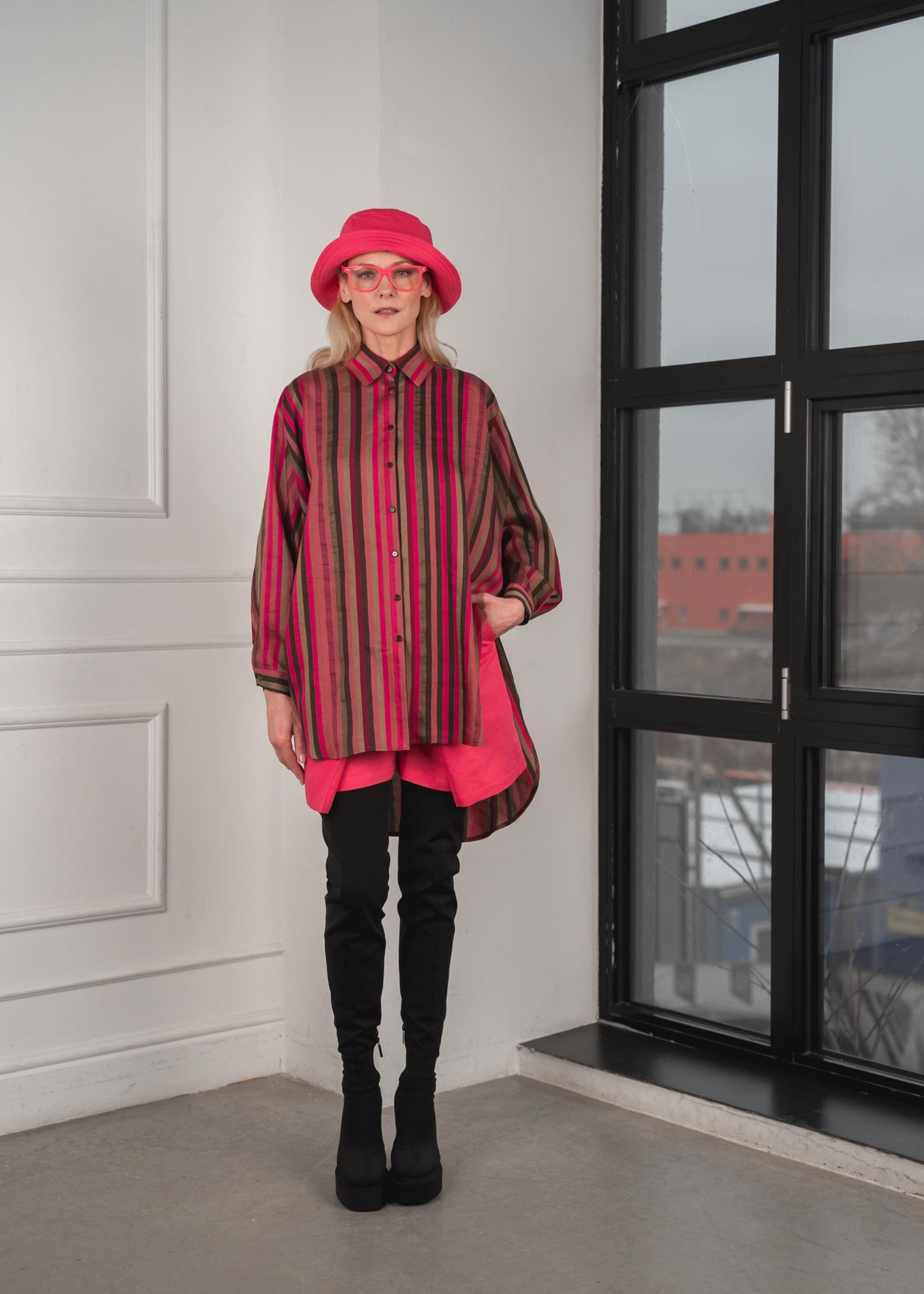 Striped kimono linen shirt