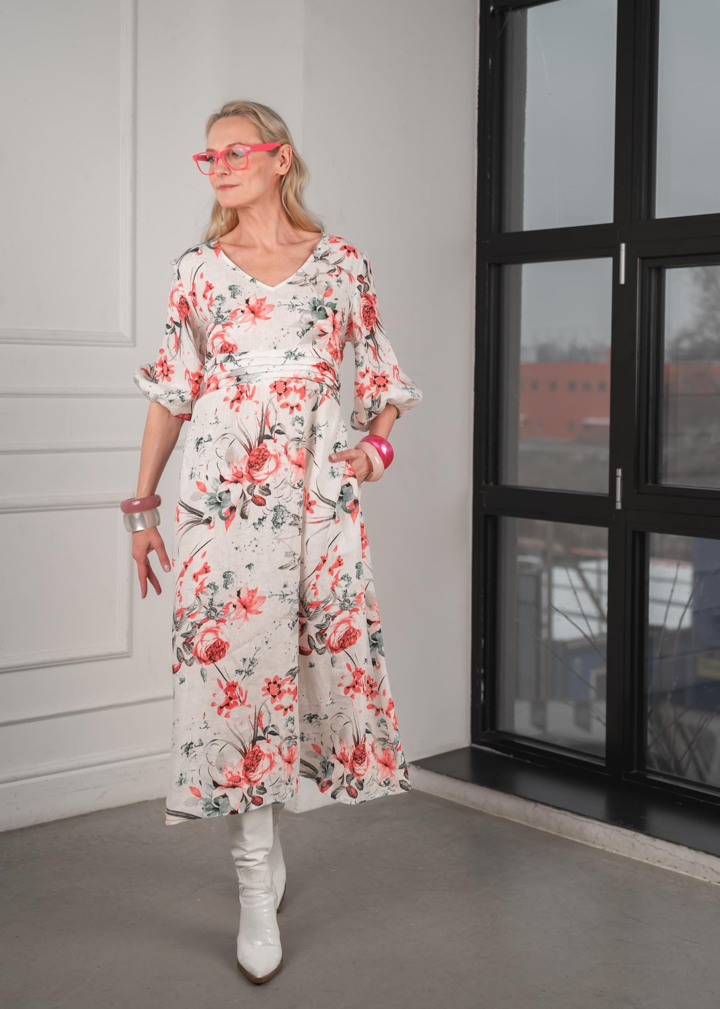 Floral linen dress