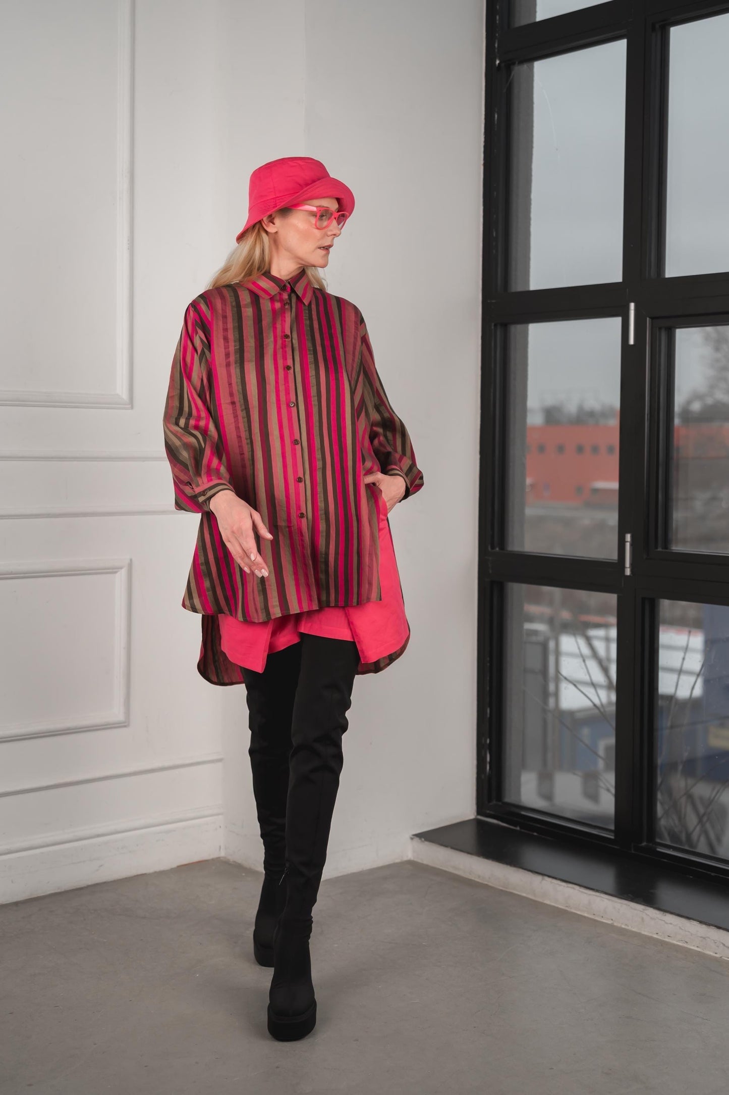 Striped kimono linen shirt