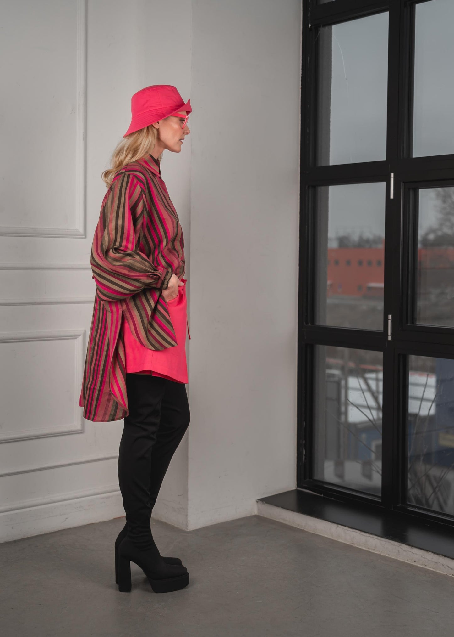 Striped kimono linen shirt