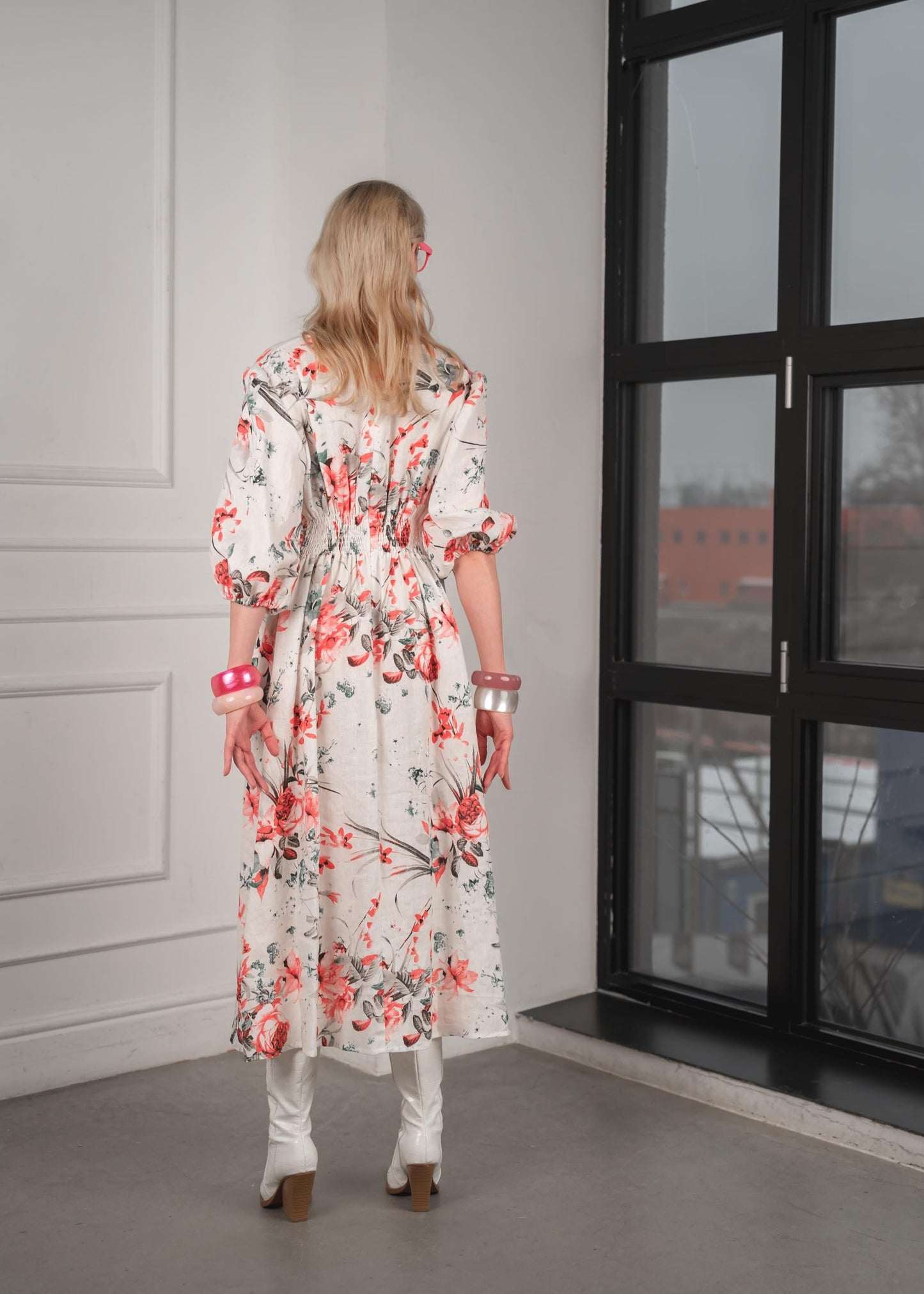 Floral linen dress