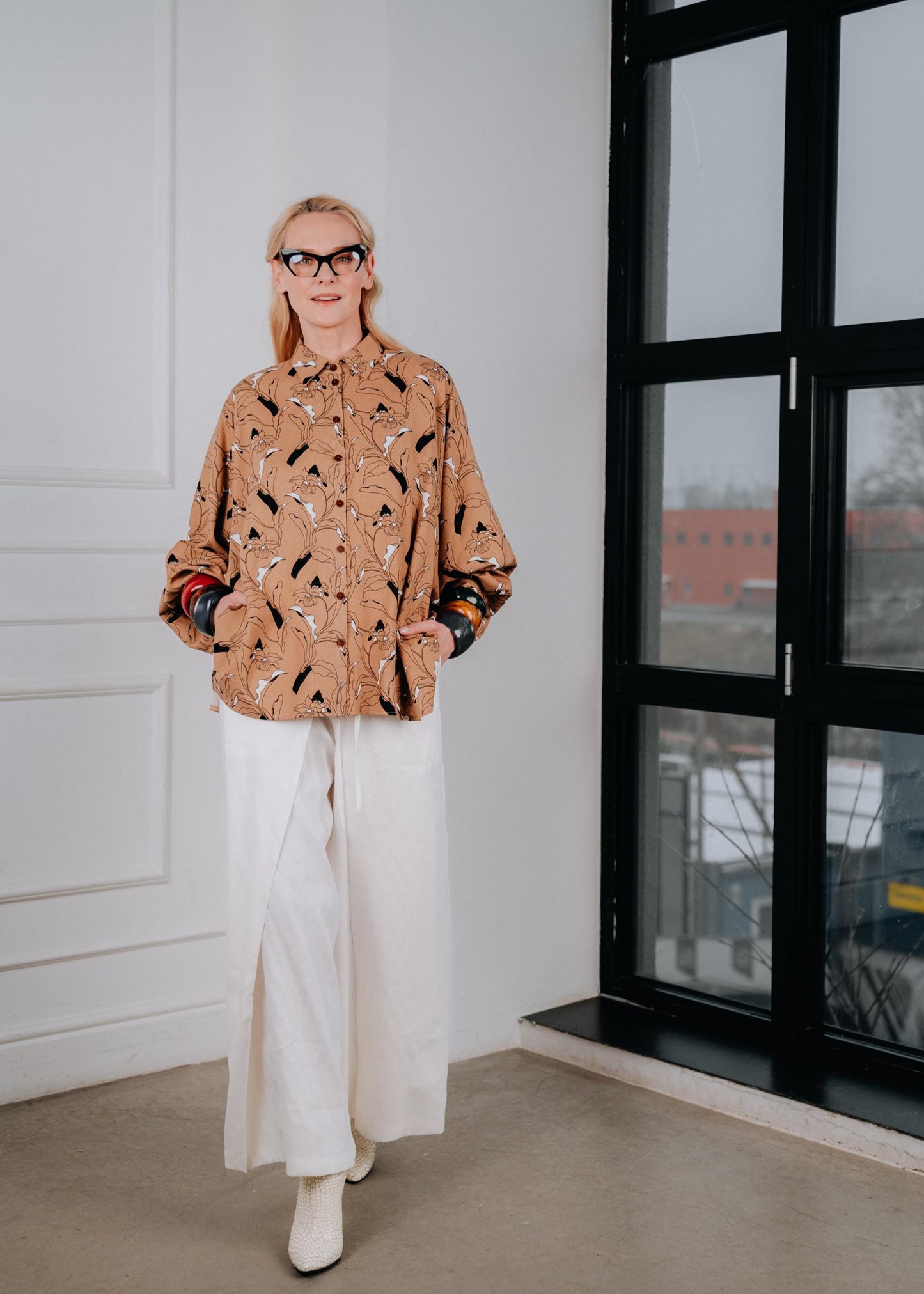 Floral breeze linen kimono shirt